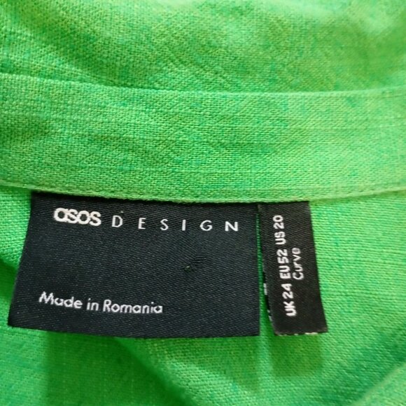 OSOS DESIGN Linen Blend Sz 24 Curve Lime Green Longsleeve  Blouse Womens Top - Picture 3 of 12